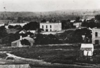 1855 Travis County Courthouse, at what is now 4th and Guadalupe. The jail was located behind the building. Photo No. PICA 08956, Austin History Center, Austin Public Library