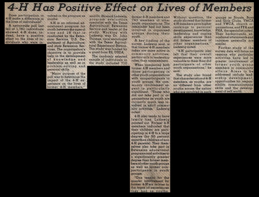4H has positive effect on lives of members news article
