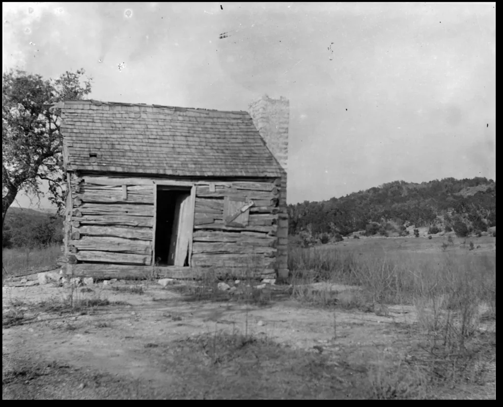 Deserted rural Travis County cabin, 1904. -Photo No. PICA 05284, Austin History Center, Austin Public Library